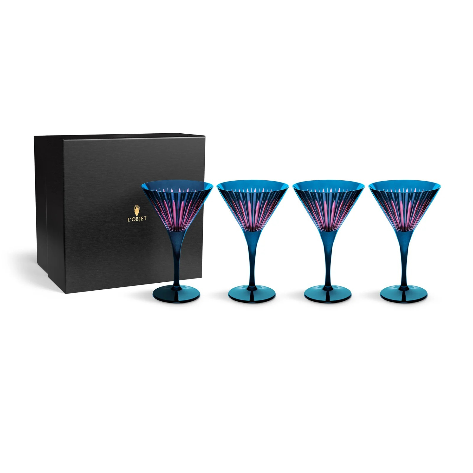 Prism Martini Glasses Blue - Set of 4