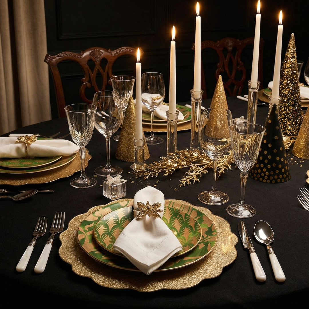 Fortuny Assorted Canape Plates - Set of 4 : 1 Green, 1 Teal, 1 Gold, 1 Red