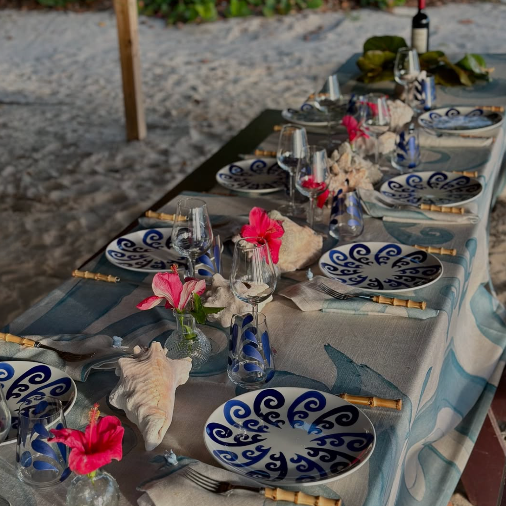 Athenee Two Tone Blue Peacock Dinner Plate - Set of 2