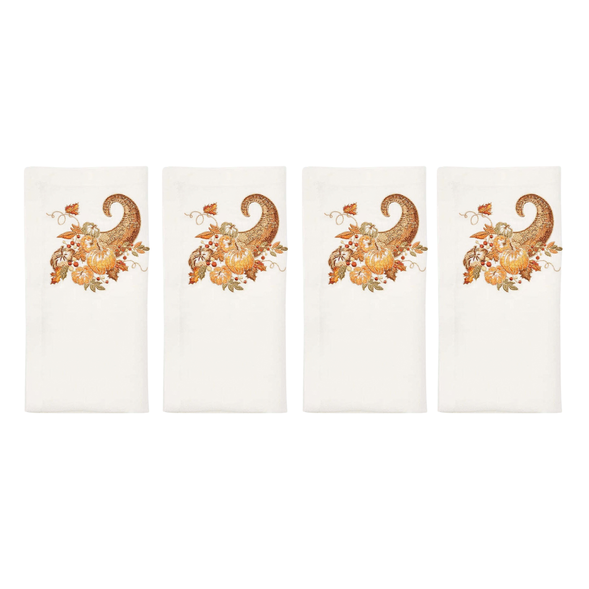 Cornucopia Napkins in White/Multi - Set of 4
