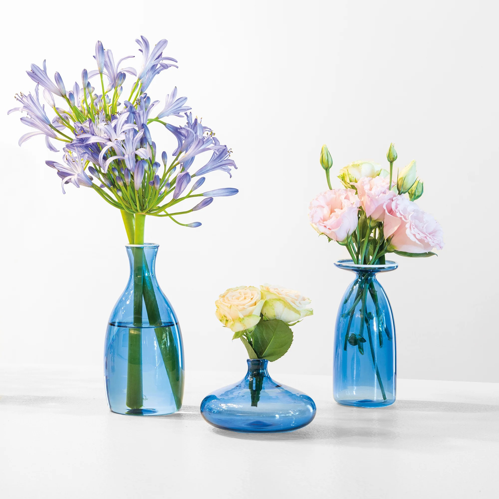 Un Fiore Vases Trio in Light Blue