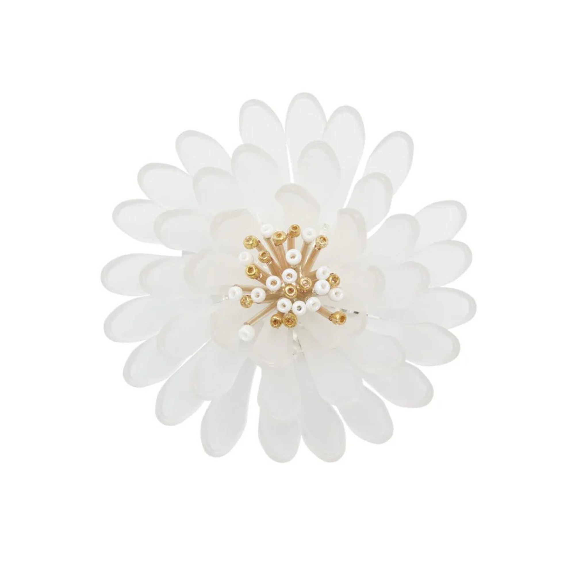 Cosmos Napkin Ring in White & Gold - Set of 4