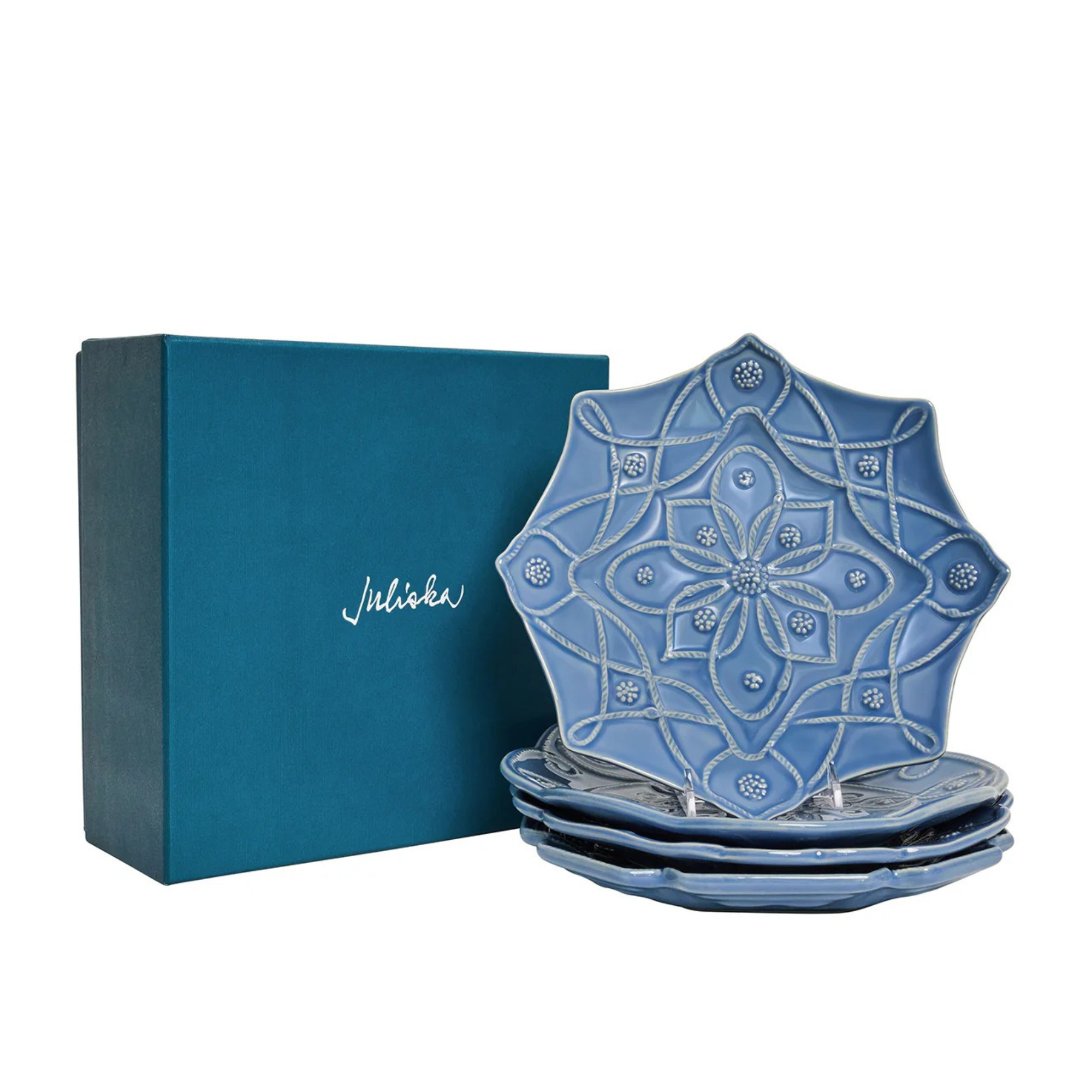 Jardins Du Monde Dessert/Salad Plate Assorted in Chambray - Set of 4