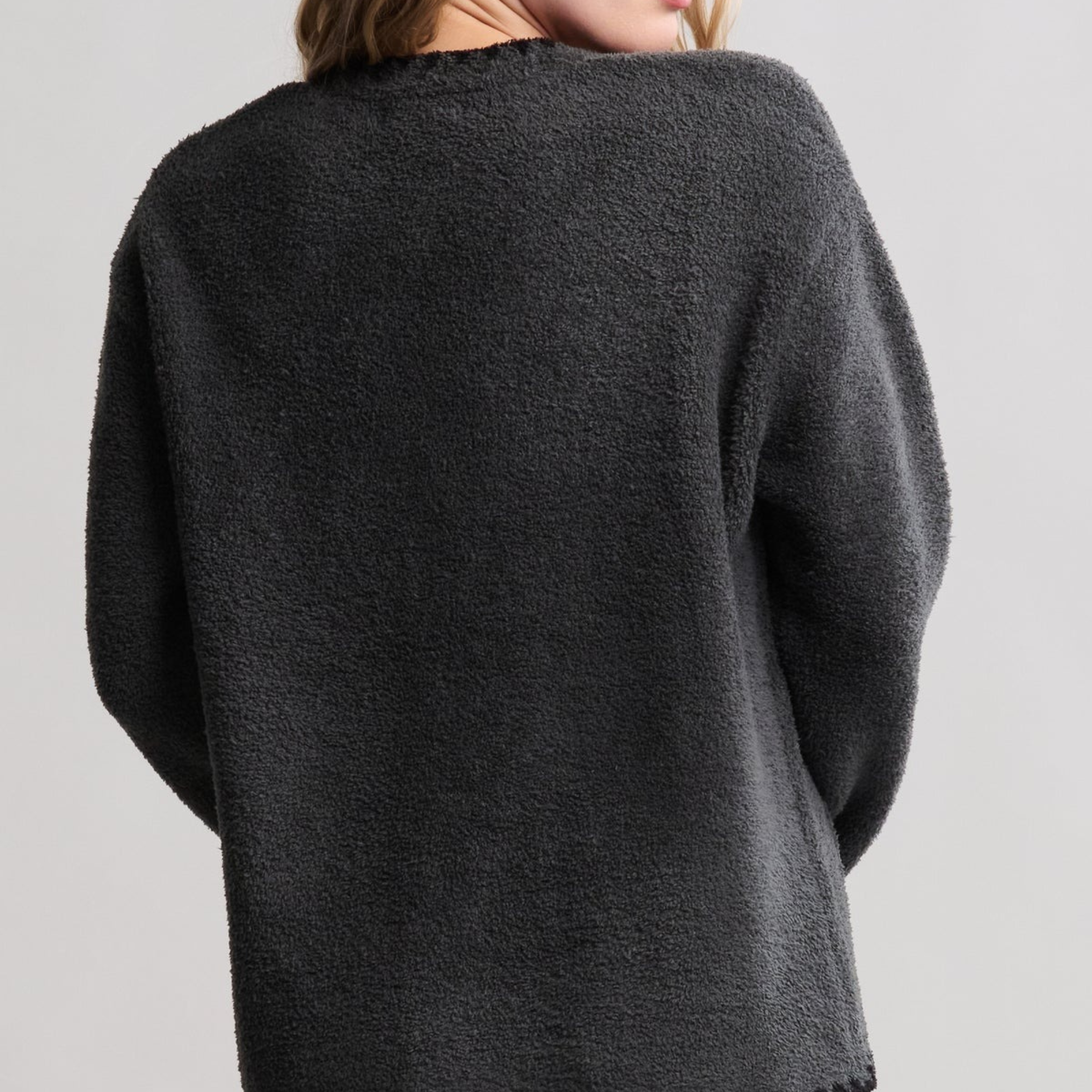 #Color_Dark Moss | CozyChic Blanket Stitch Cardigan with Detachable Scarf