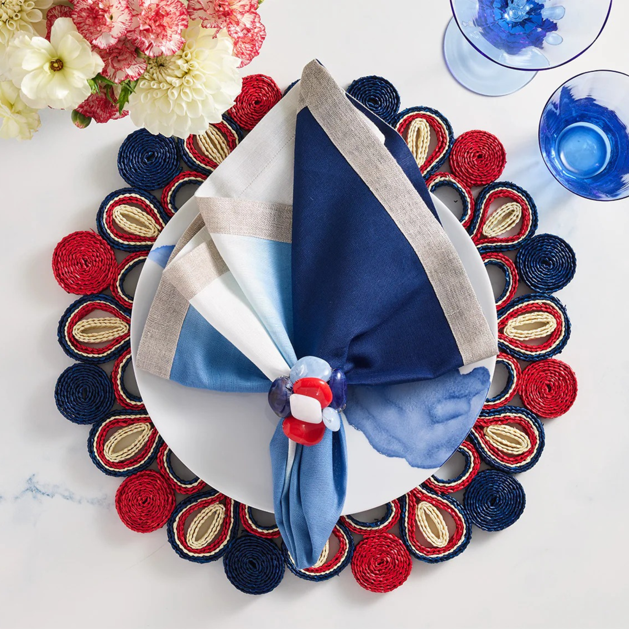 Marisol Placemat in Red, White, & Blue - Set of 4