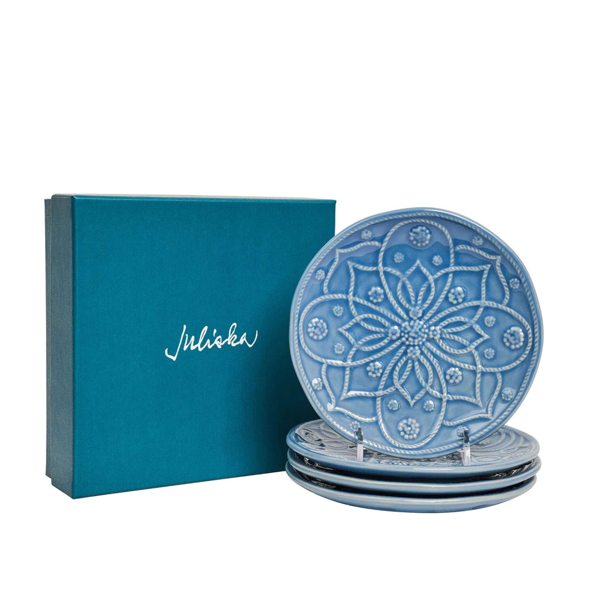 Jardins Du Monde Side/Cocktail Plate Assorted in Chambray -Set of 4