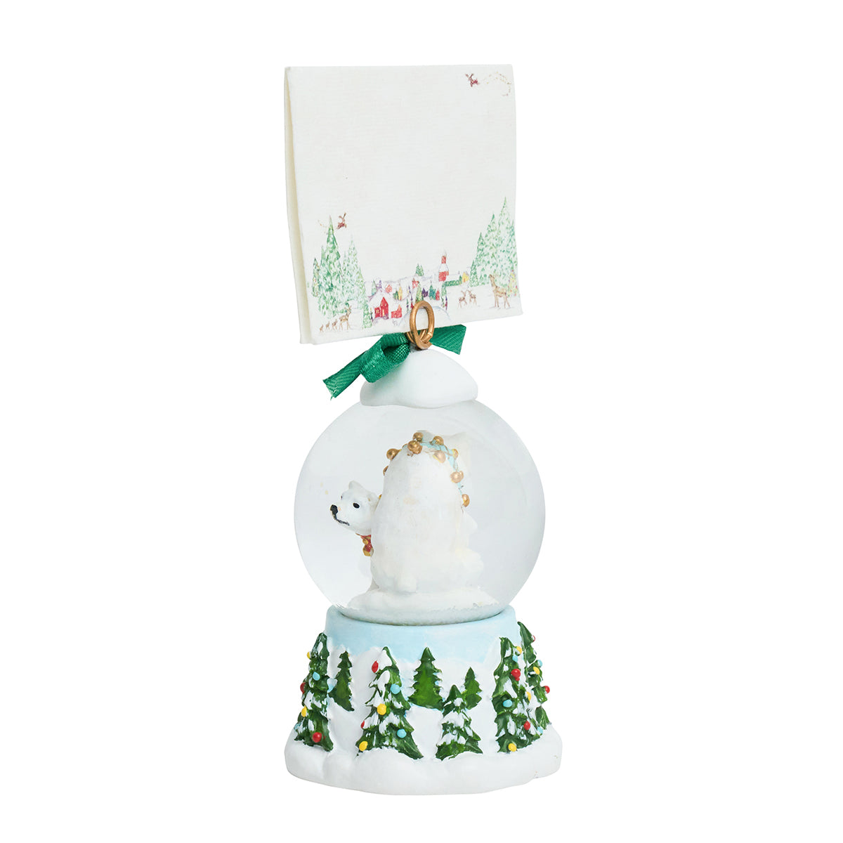 Berry & Thread North Pole Polar Bear Snow Globe Place Card Holder - Set of 2