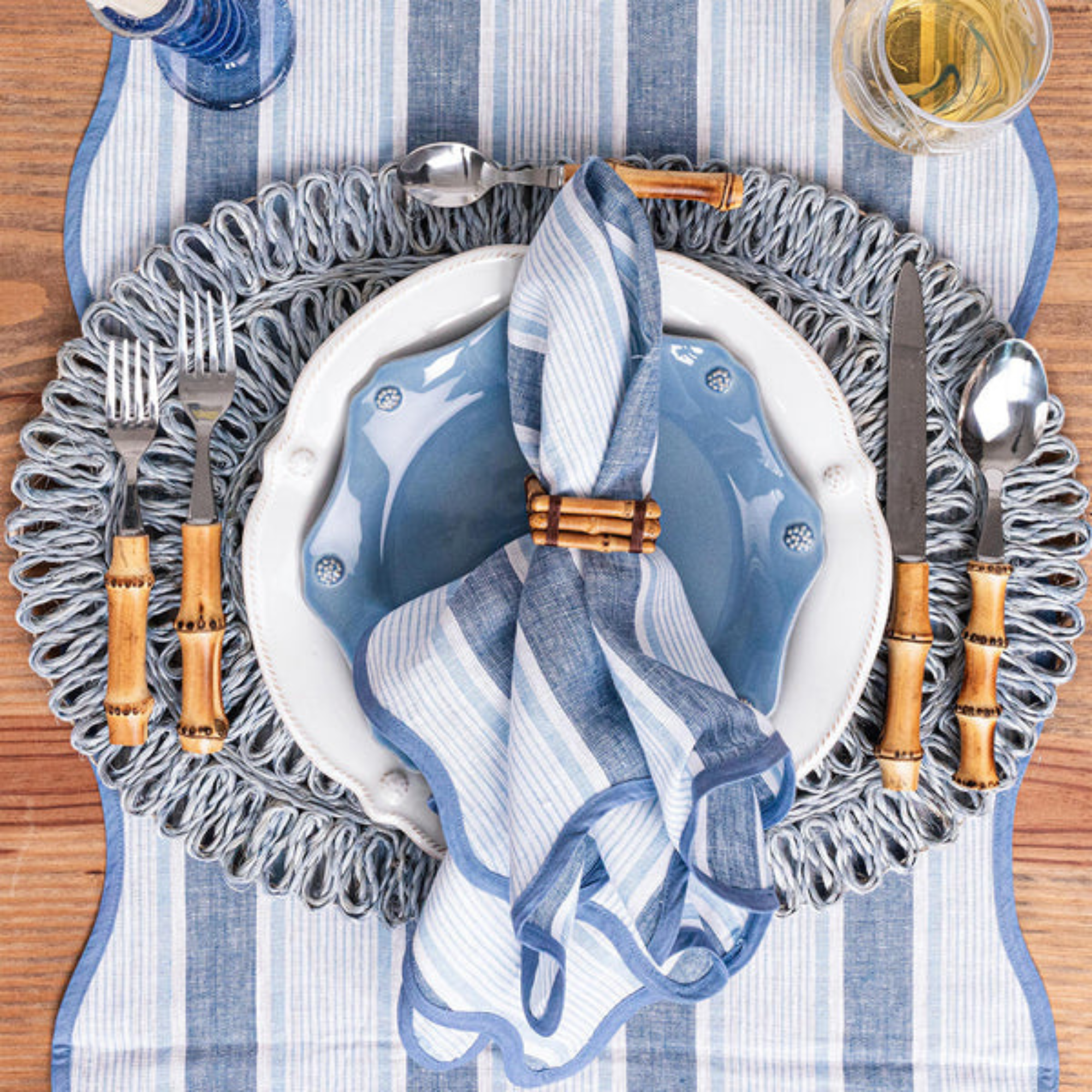 #color_Chambray | Straw Loop Oval Placemat - Set of 4