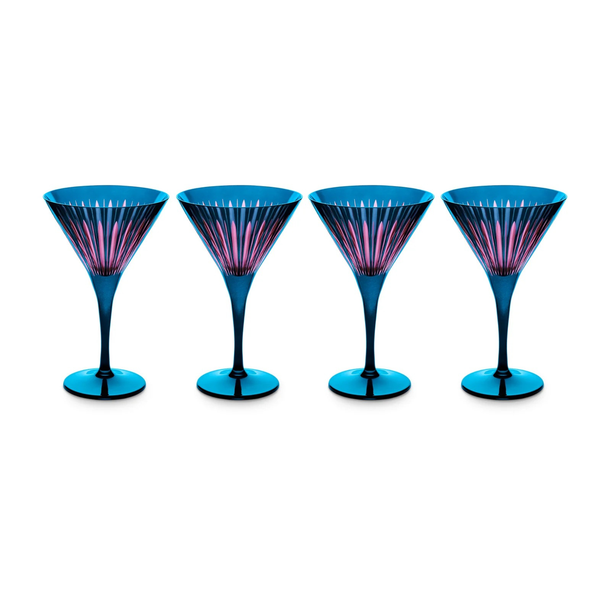Prism Martini Glasses Blue - Set of 4