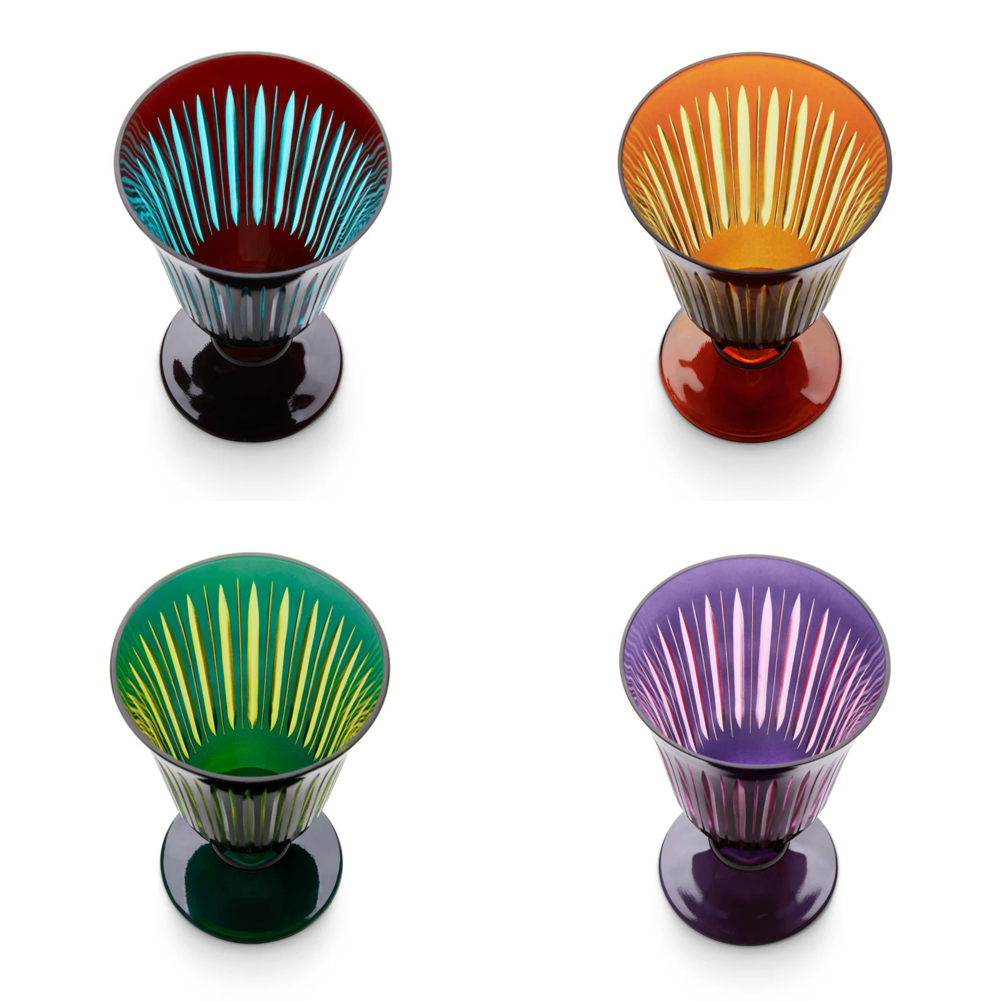 Prism Wine Glasses - Assorted Colors - Set of 4