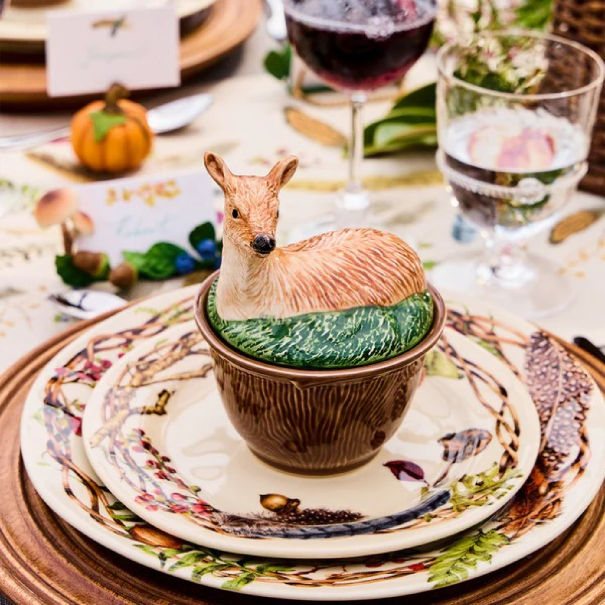 Forest Walk Deer Bowl with Lid