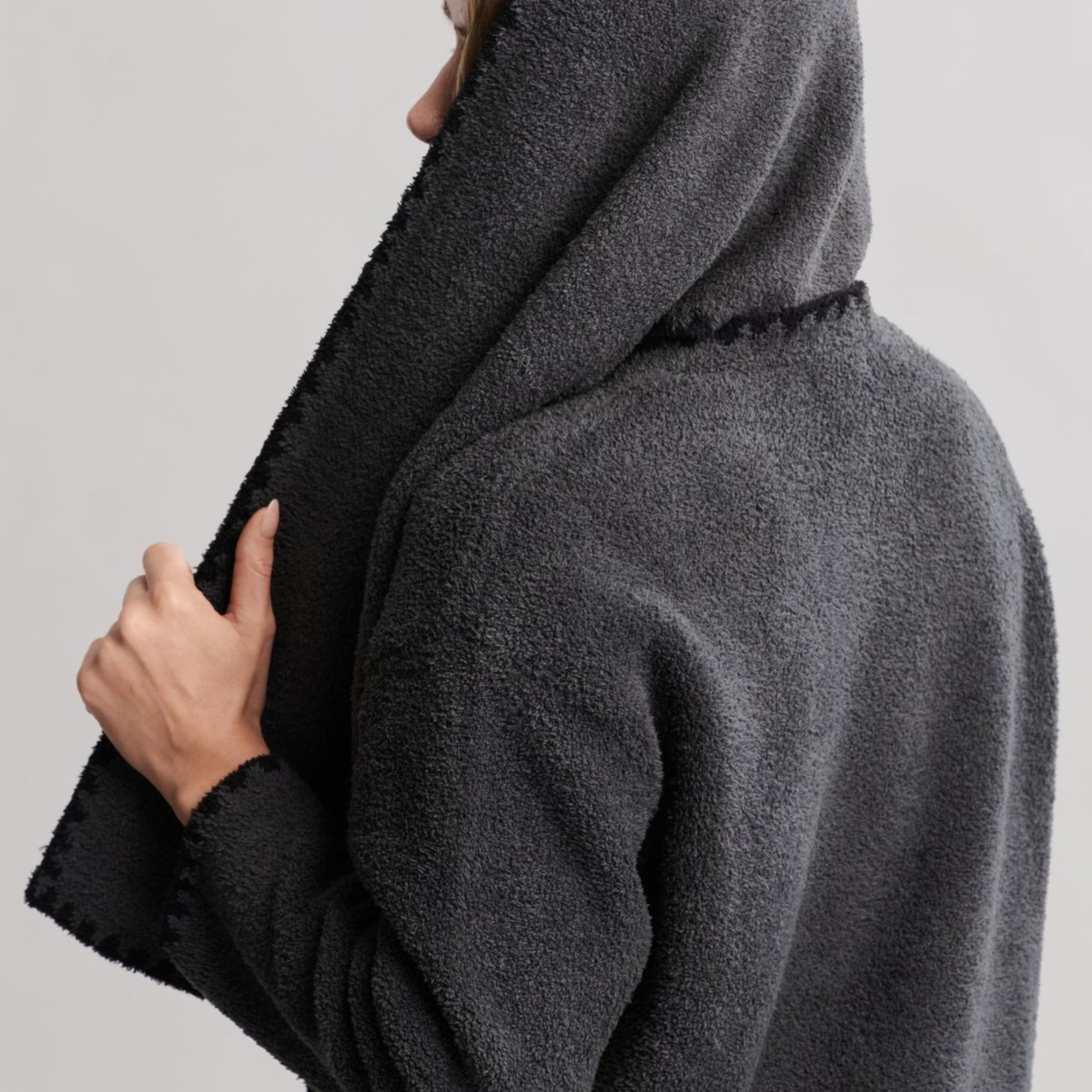 #Color_Dark Moss | CozyChic Blanket Stitch Cardigan with Detachable Scarf