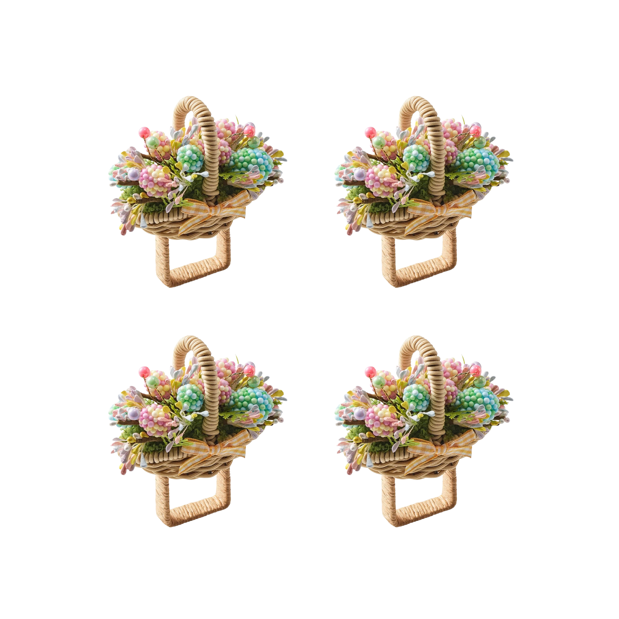 Bloom Napkin Ring in Natural & Multi - Set of 4
