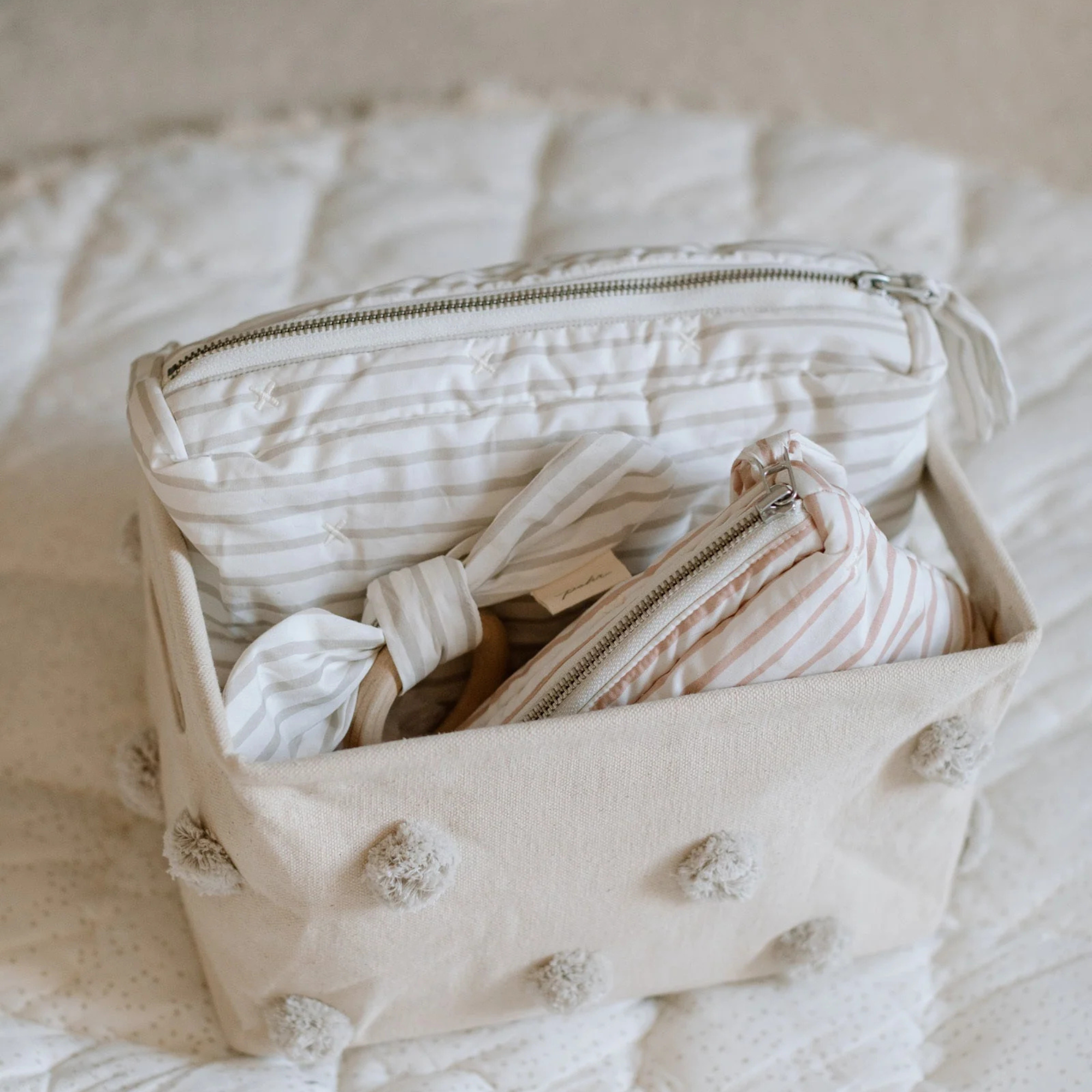 Pom Pom Basket Hideaway Caddy Organizer