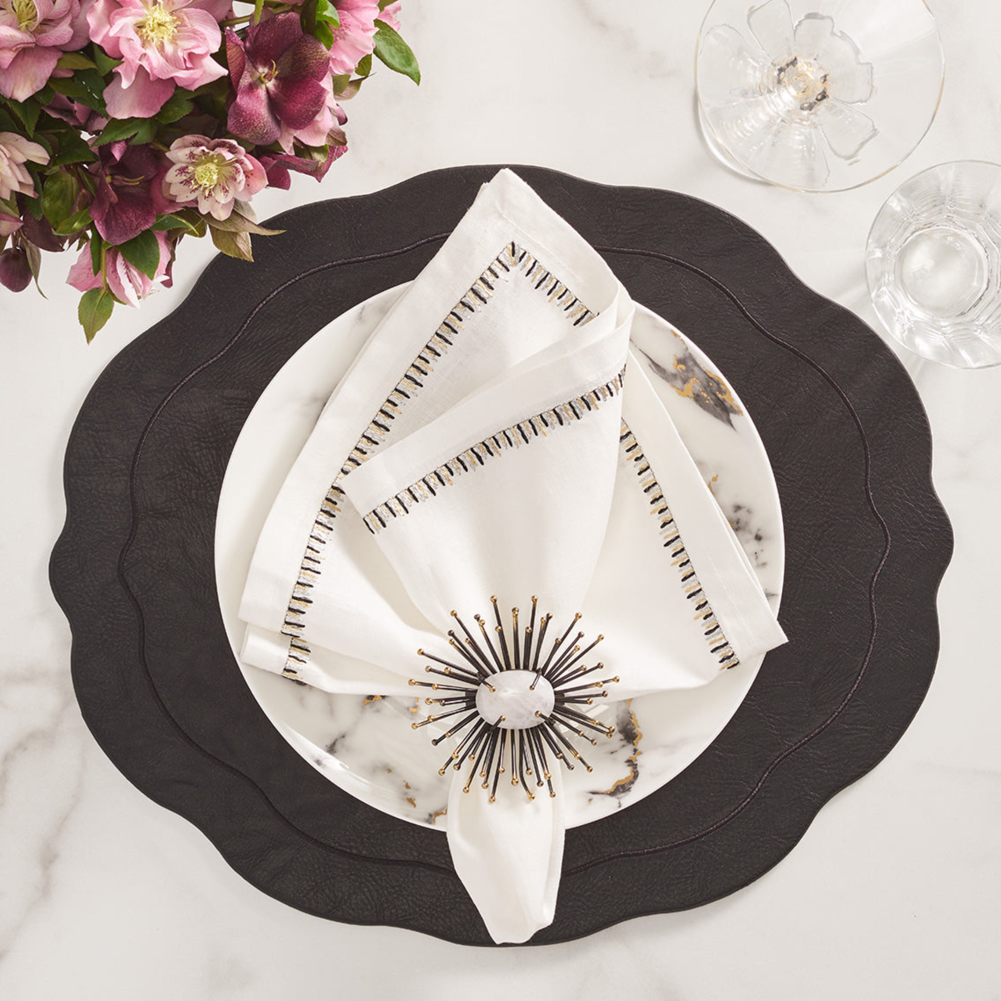 Black Tailored Placemats - Set of 4