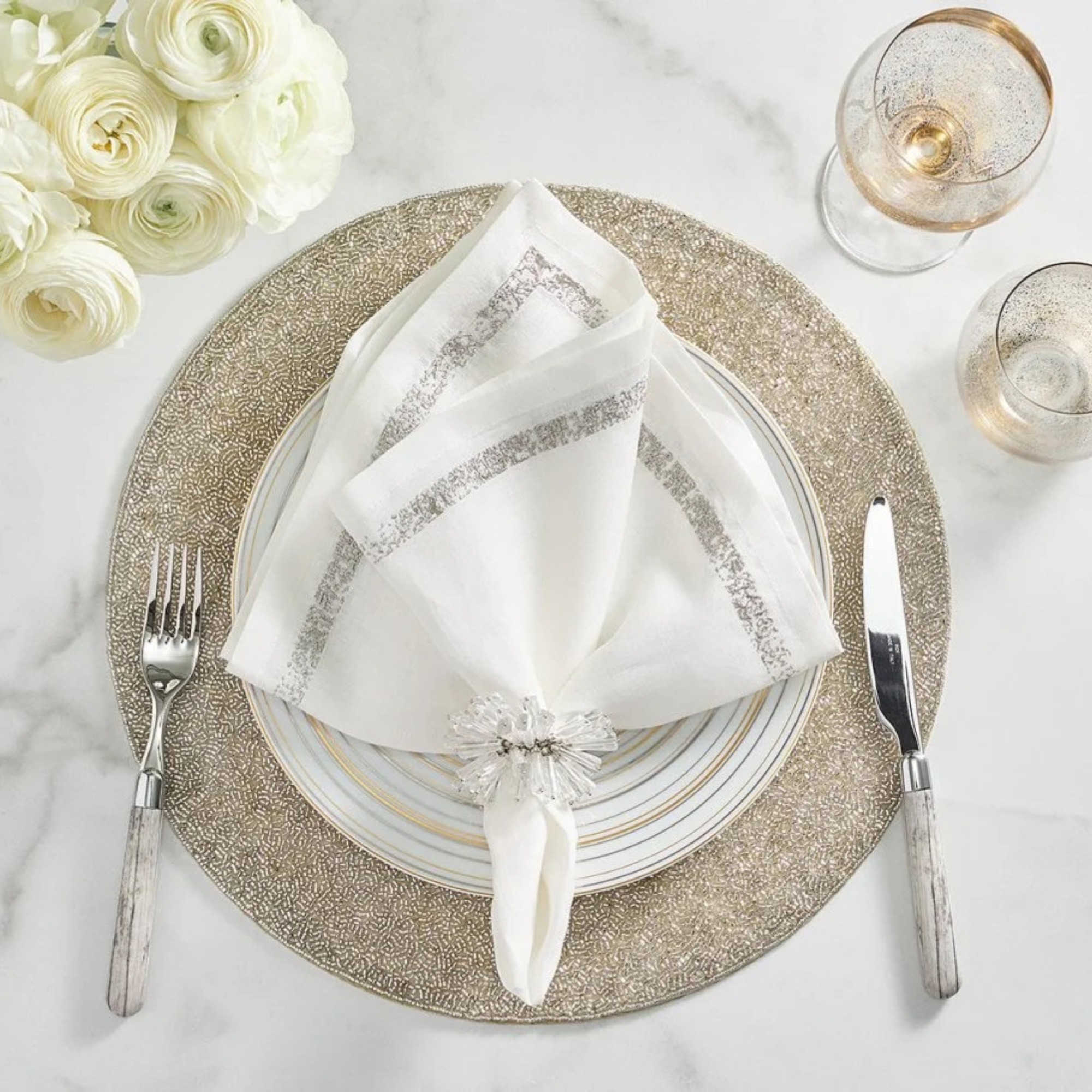 Dazzle Napkin Ring in Crystal - Set of 4