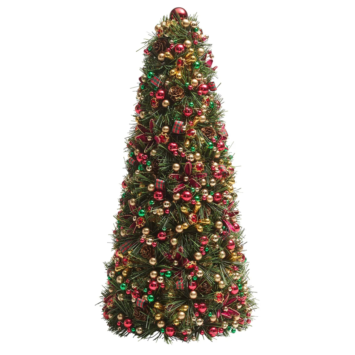 Tinsel Xmas Tree in Green, Red & Gold