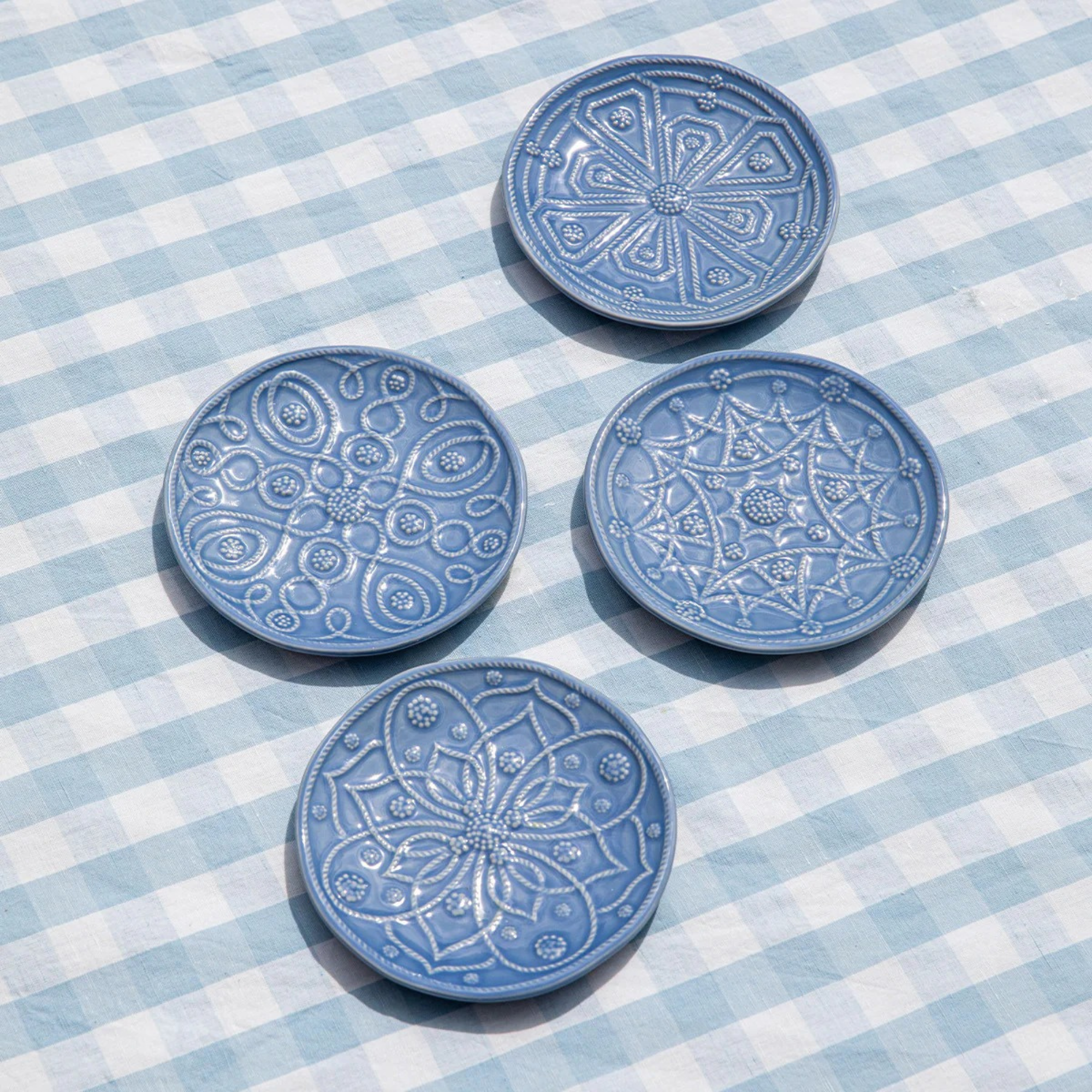 Jardins Du Monde Side/Cocktail Plate Assorted in Chambray -Set of 4