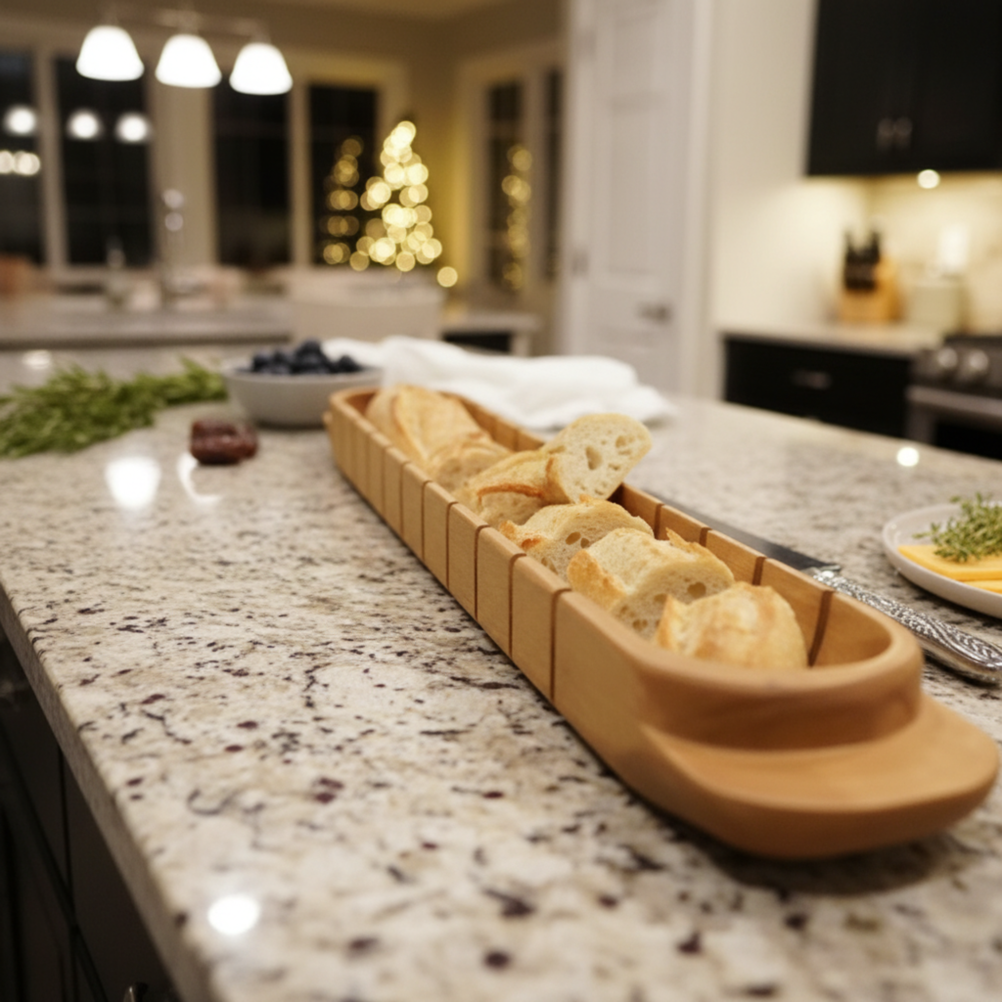 Baguette Board with Wheat Pattern Bread Knife