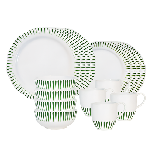 Sitio Stripe Basil Dinnerware Collection - Set of 4