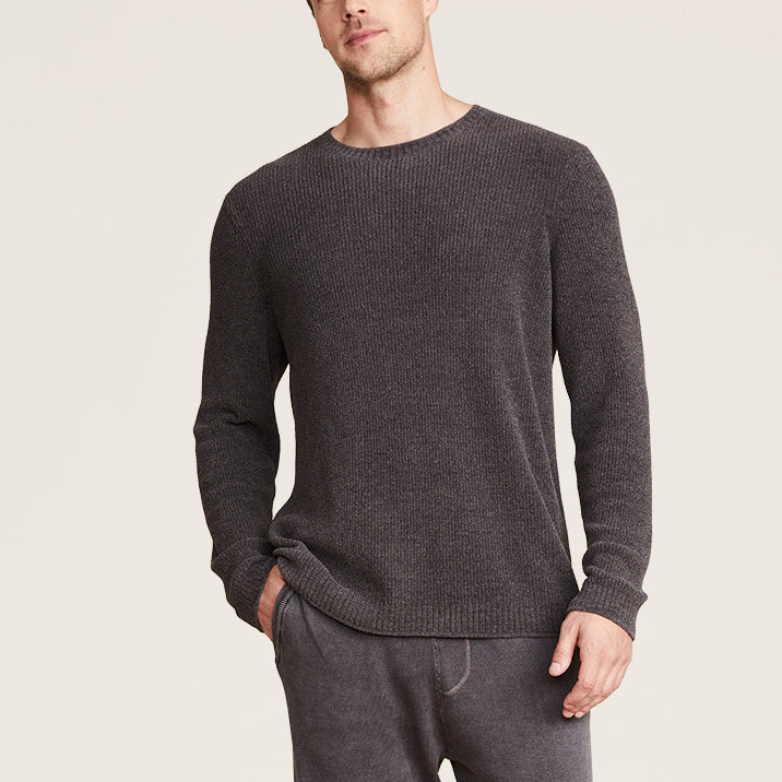 Barefoot Dreams CozyChic Ultra Lite Men s Ribbed Crewneck Carbon L