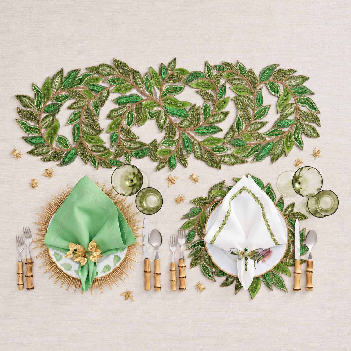 Trellis Runner in Green & Gold