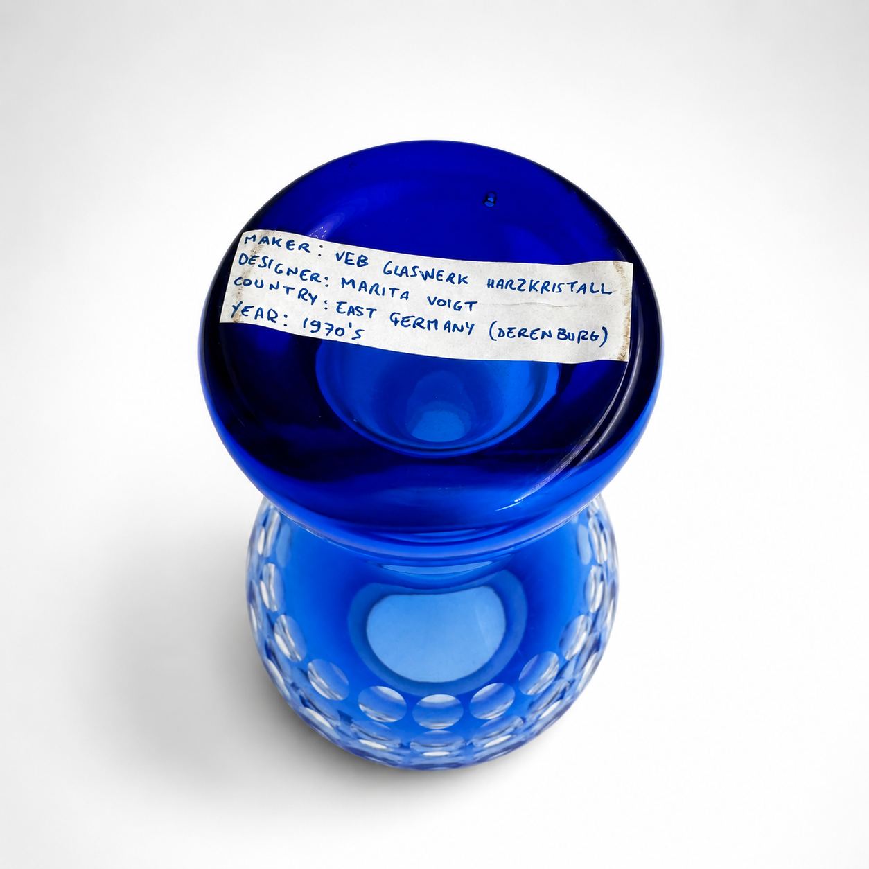 Vintage Cobalt Sphere Vase with Dots