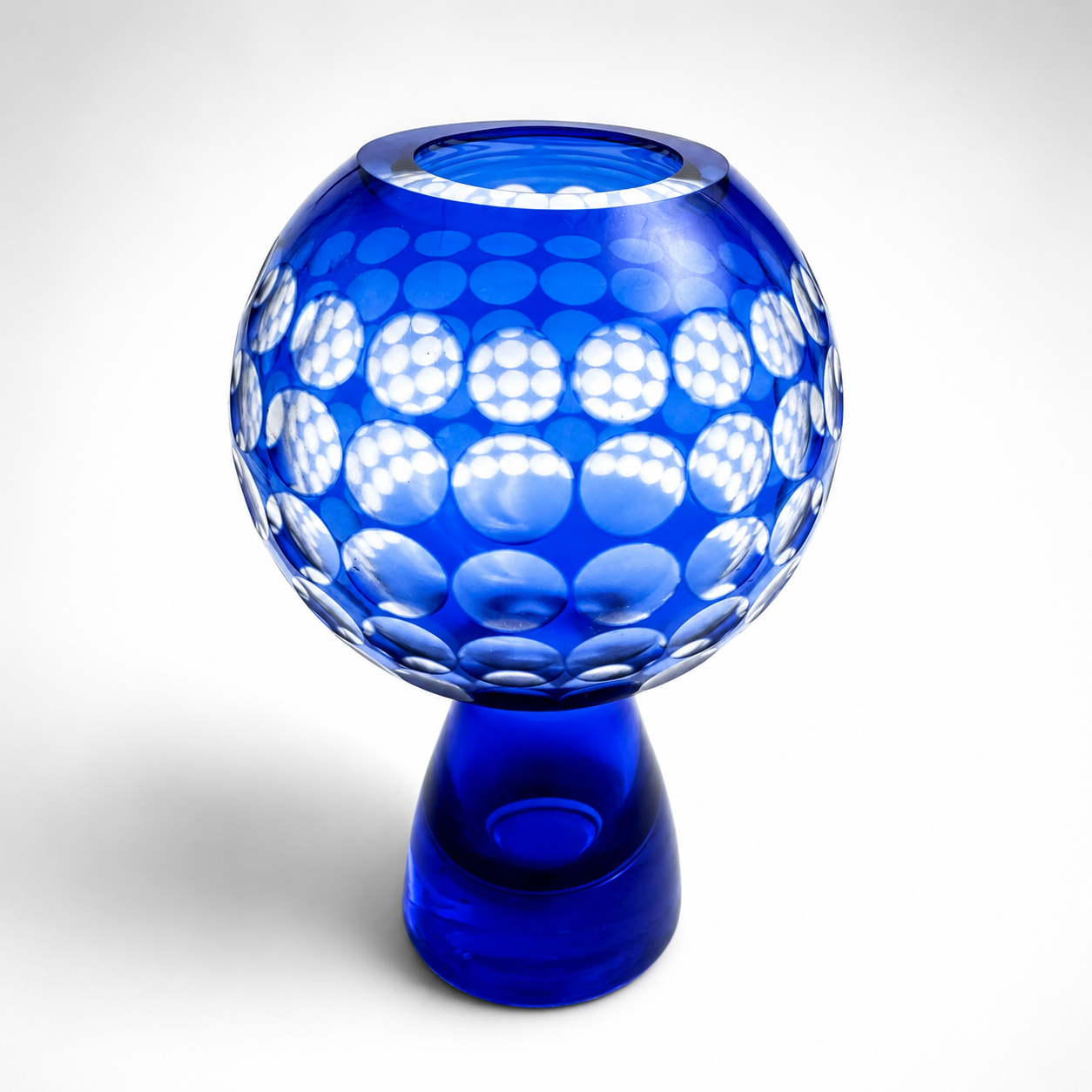 Vintage Cobalt Sphere Vase with Dots