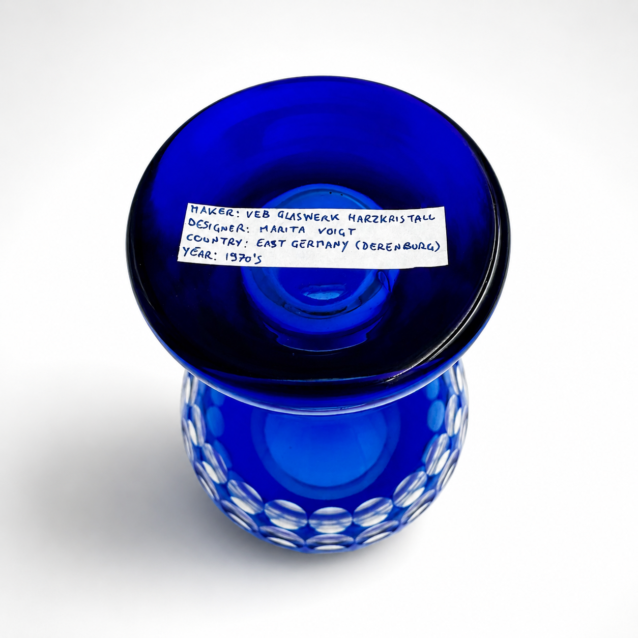 Vintage Cobalt Sphere Vase with Dots