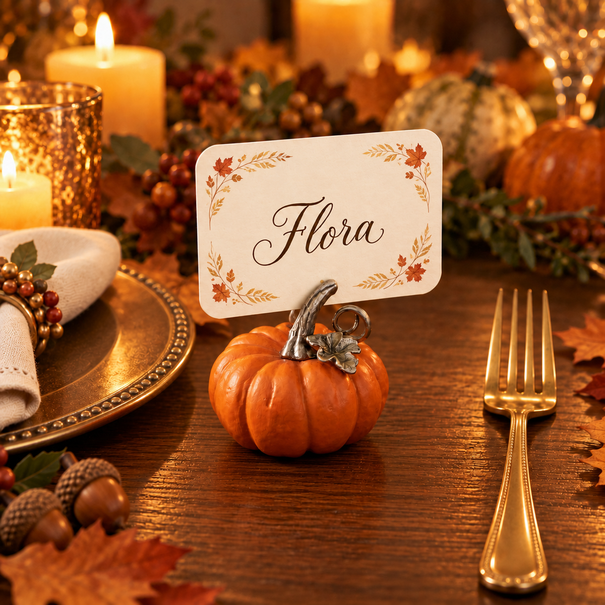 Pumpkin Place Card Holder - Set of 4