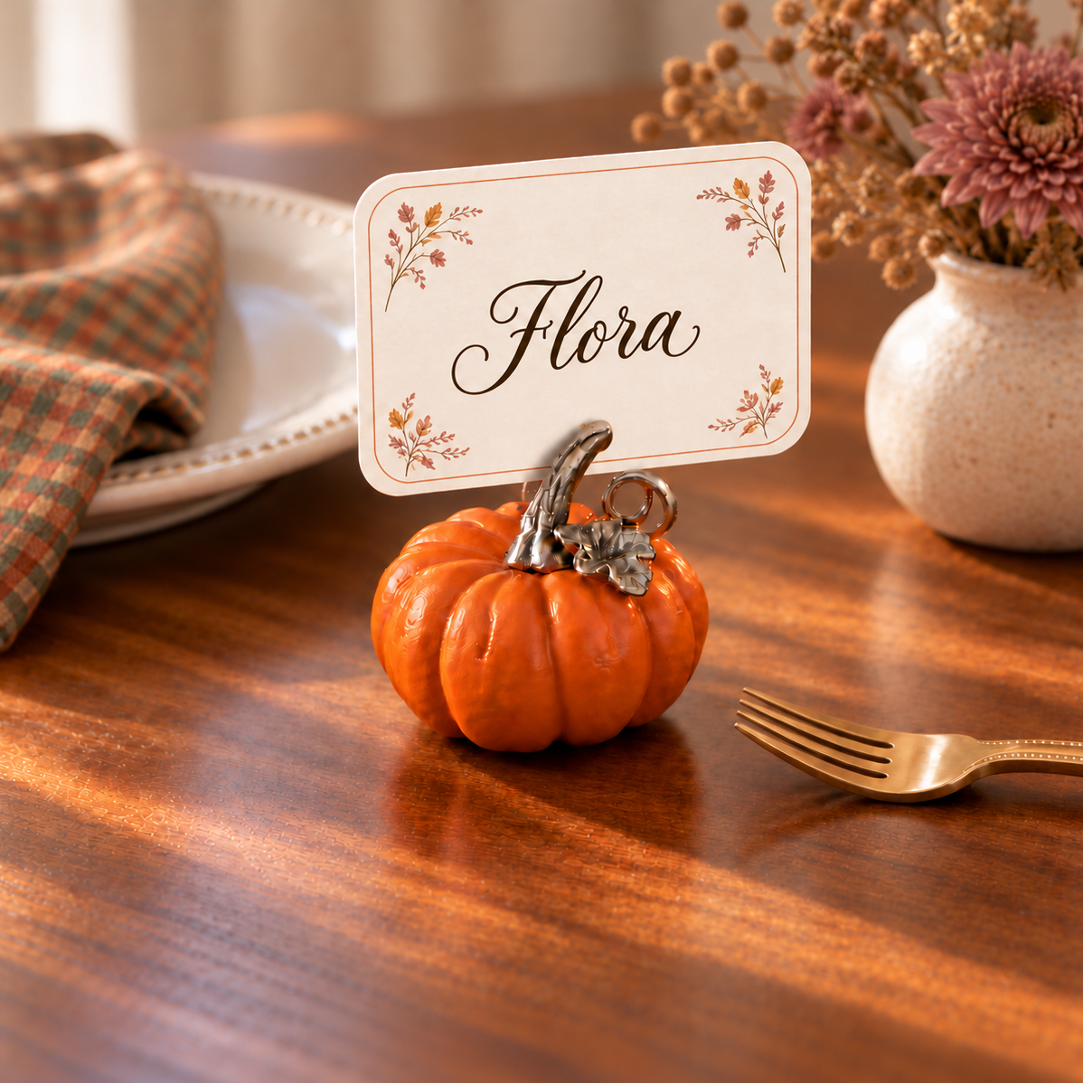 Pumpkin Place Card Holder - Set of 4