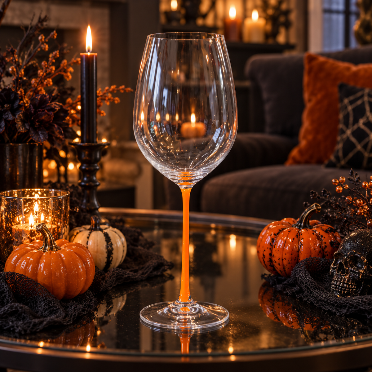 Fatto A Mano Champagne Wine Glass in Orange