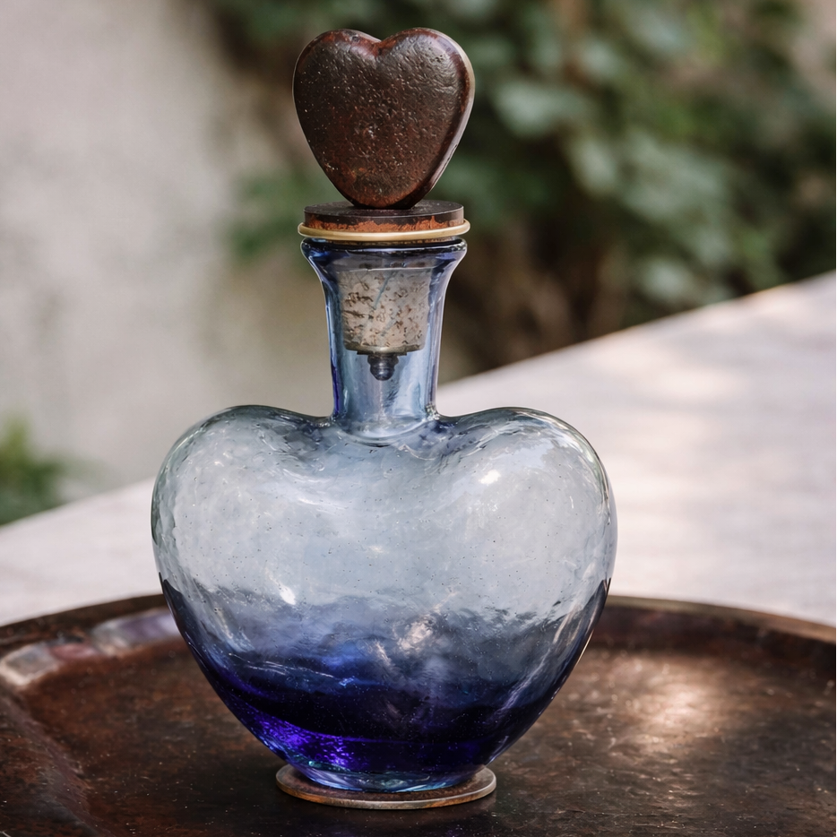 Dos Corazones Heart Decanter in Azure