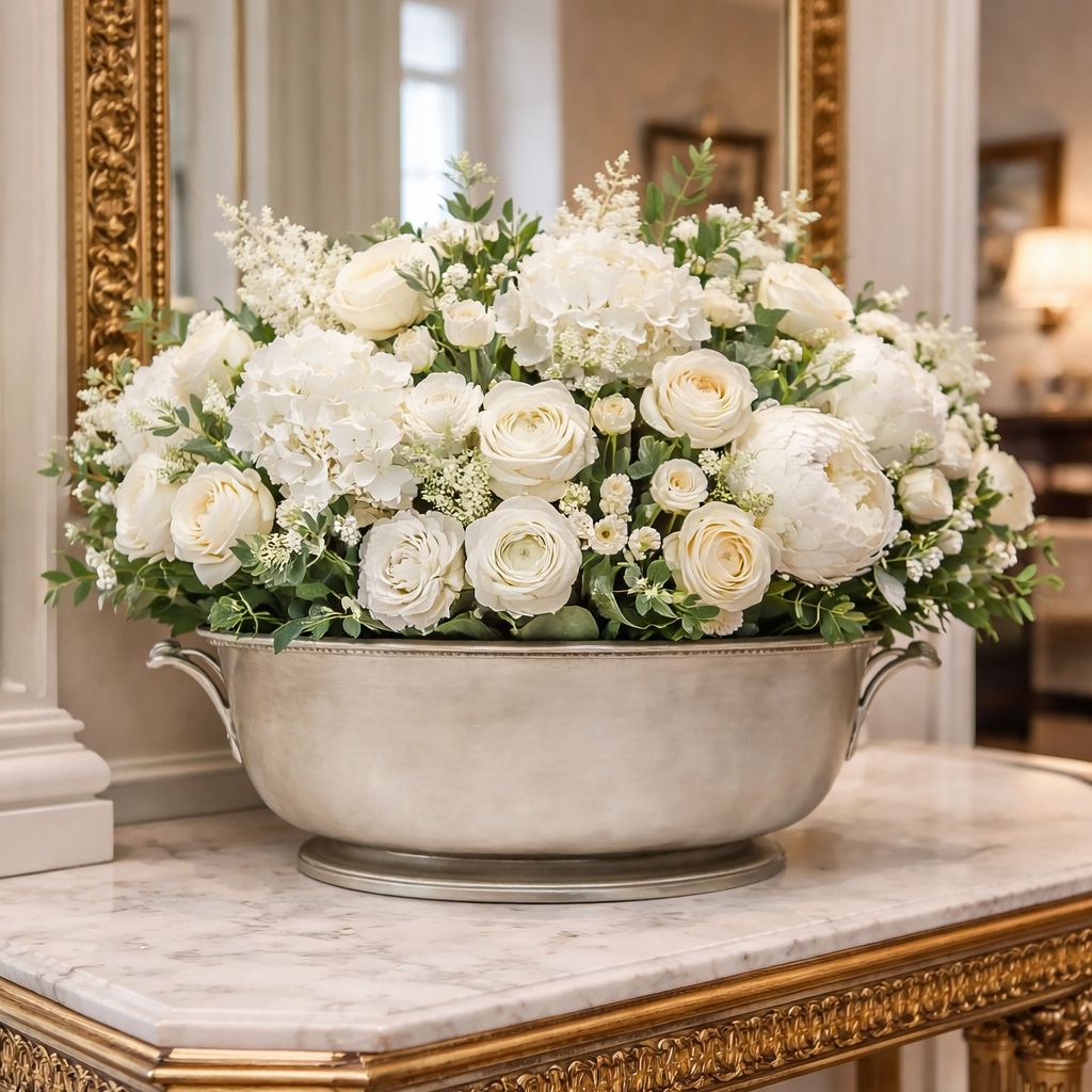 Beaded Footed Oval Basin