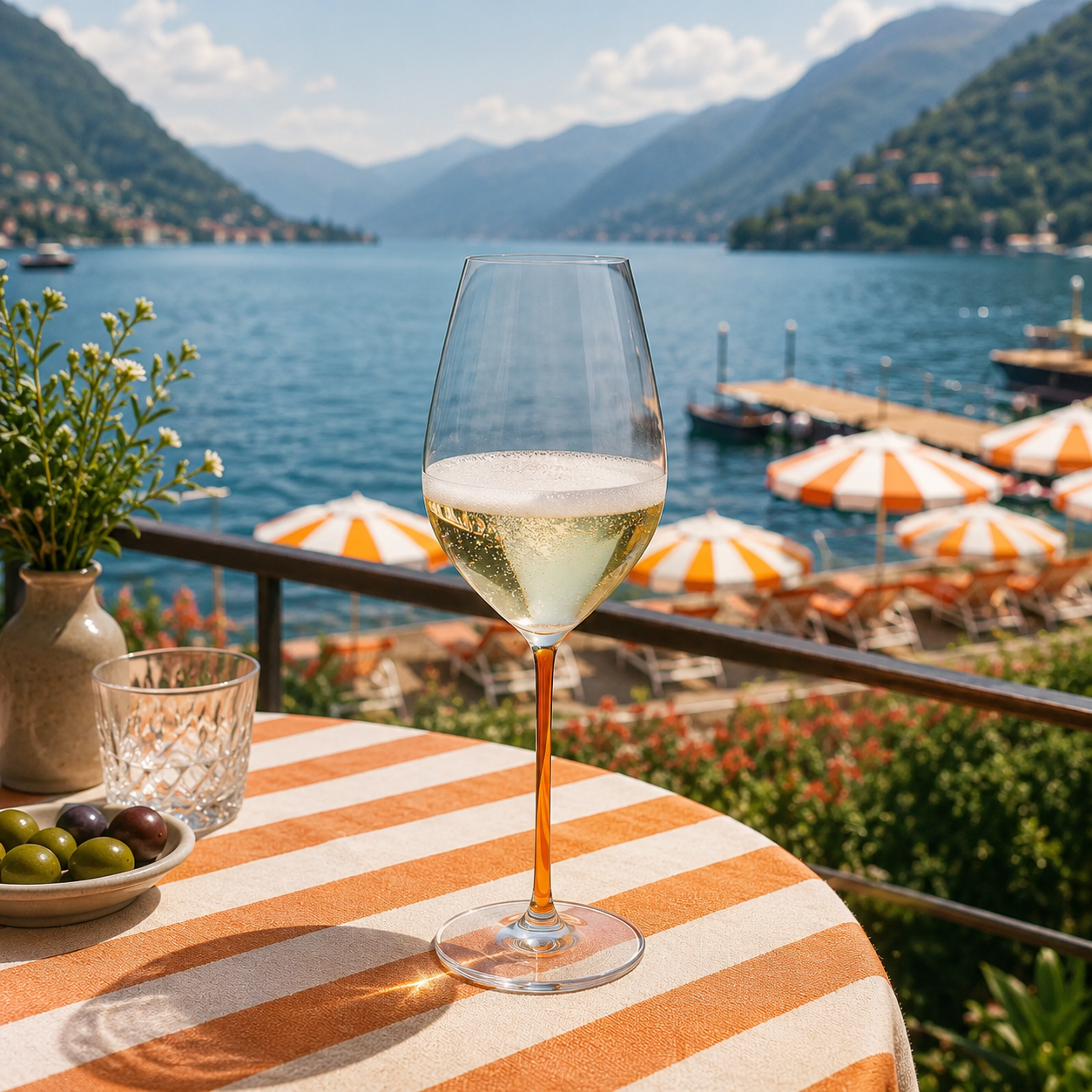 Fatto A Mano Champagne Wine Glass in Orange
