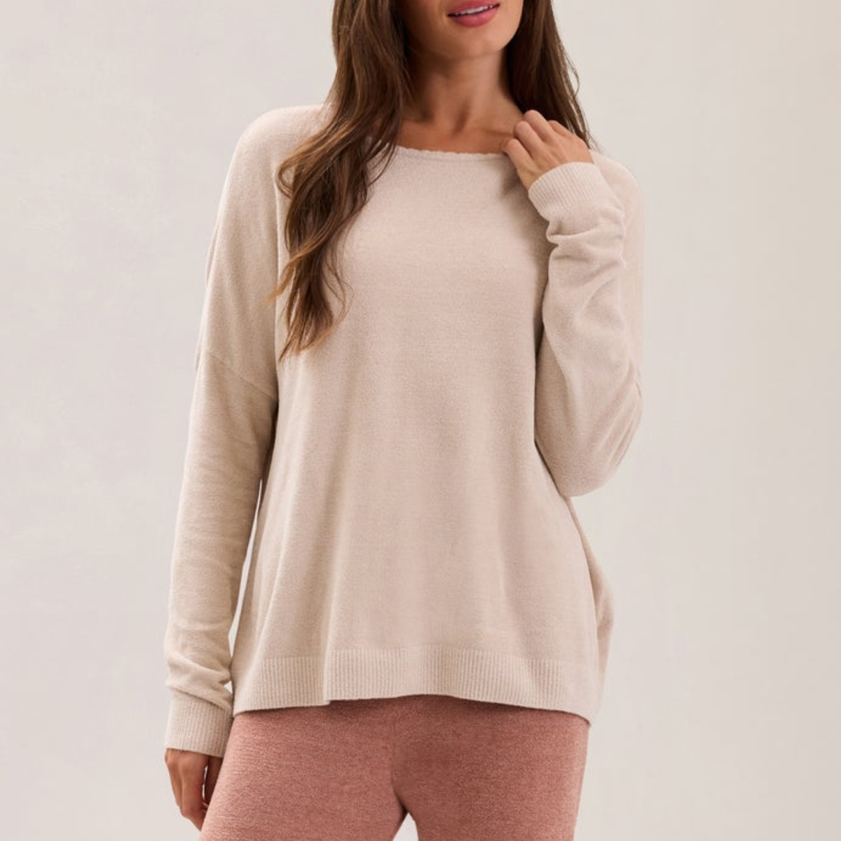 CozyChic Ultra Lite Scallop Neck Slouchy Pullover