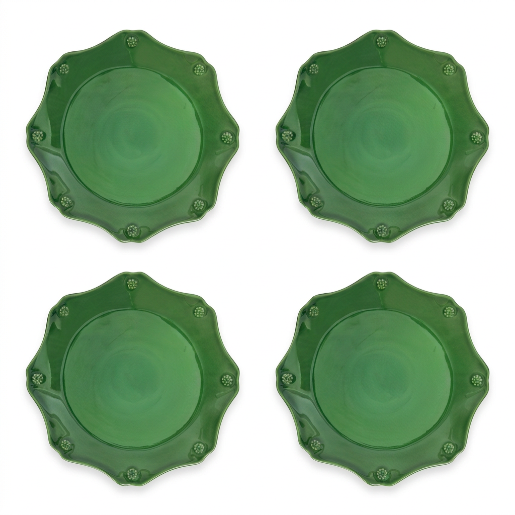 Berry & Thread Scalloped Dessert/Salad Plate Basil - Set of 4