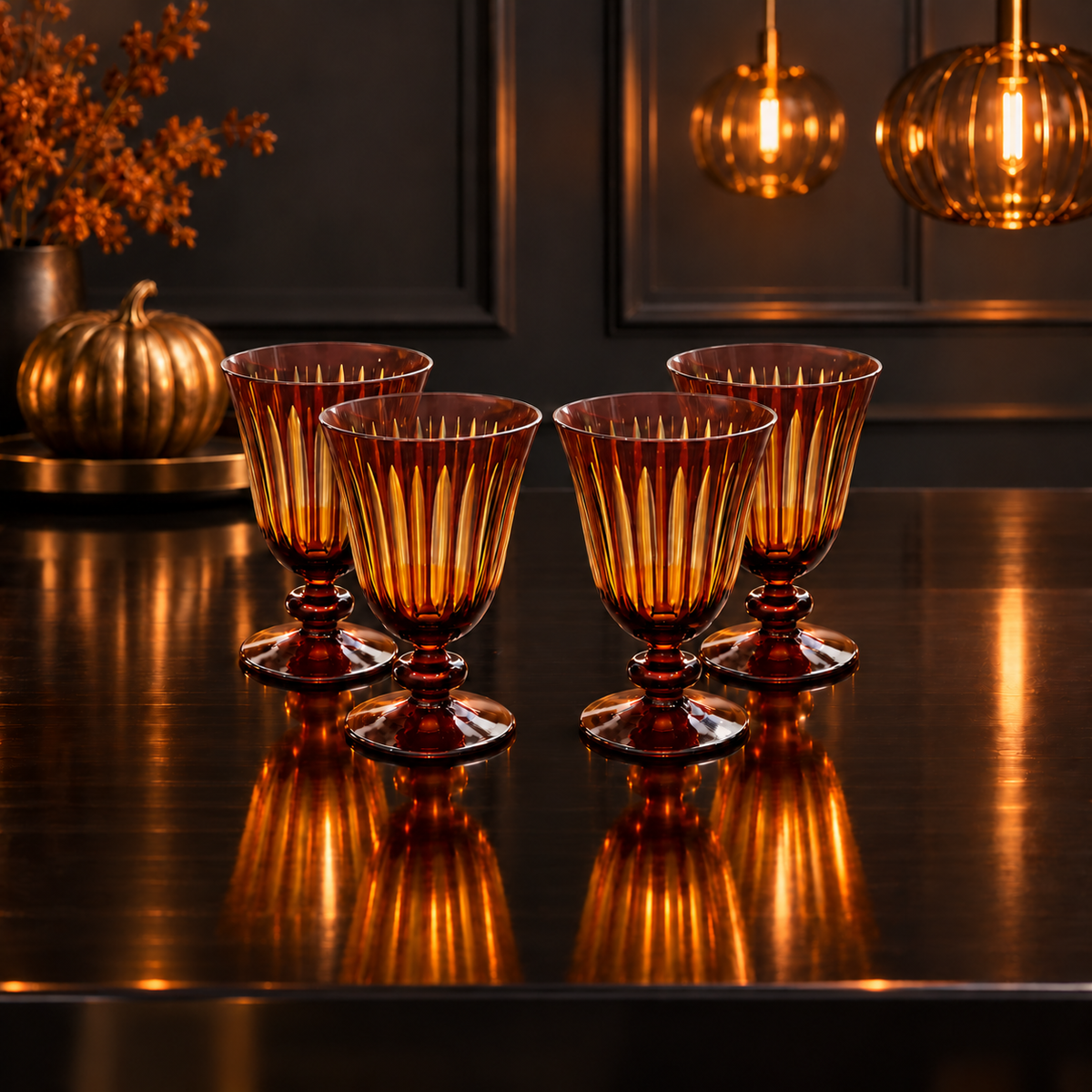 Prism Wine Glasses Amber - Set of 4