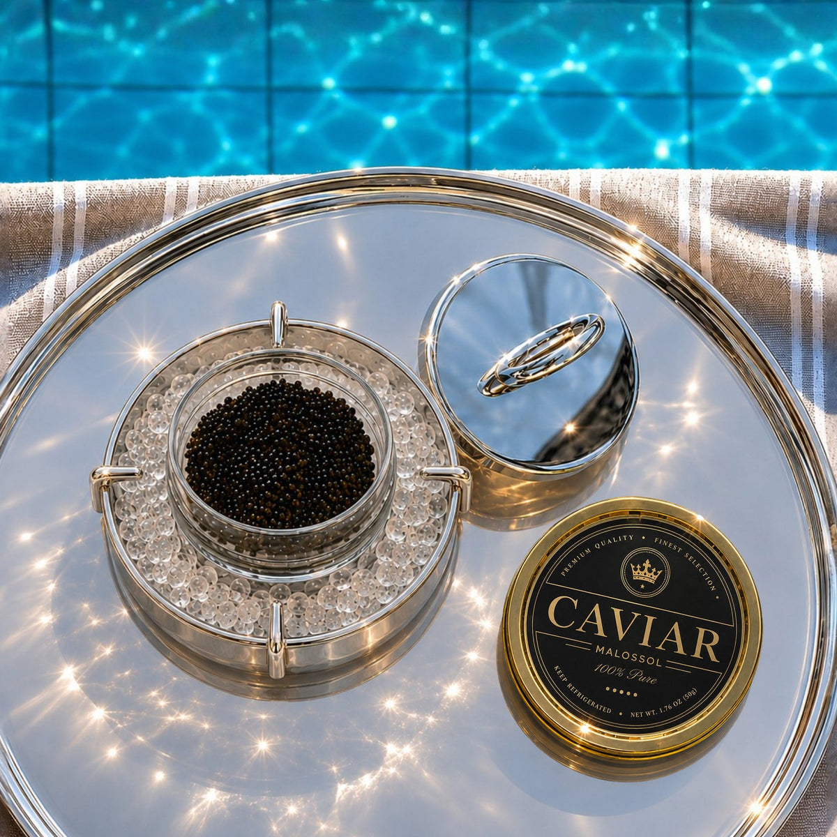 Christofle Vertigo Silver-Plated Caviar Serving Set | Maison & Tavola