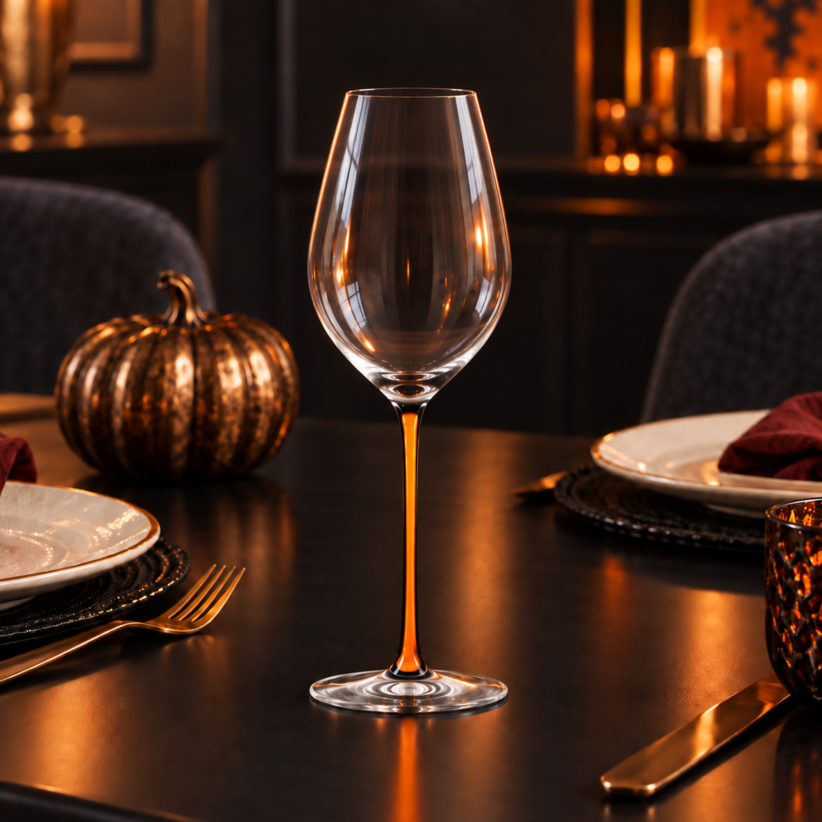 Fatto A Mano Champagne Wine Glass in Orange