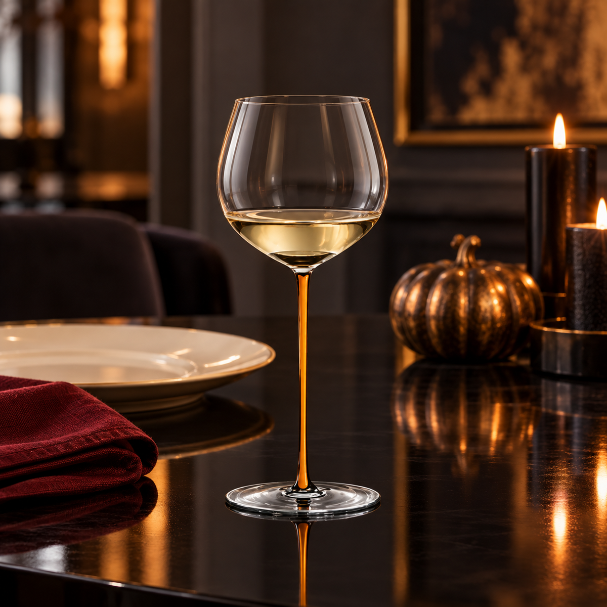Fatto a Mano Oaked Chardonnay Wine Glass in Orange
