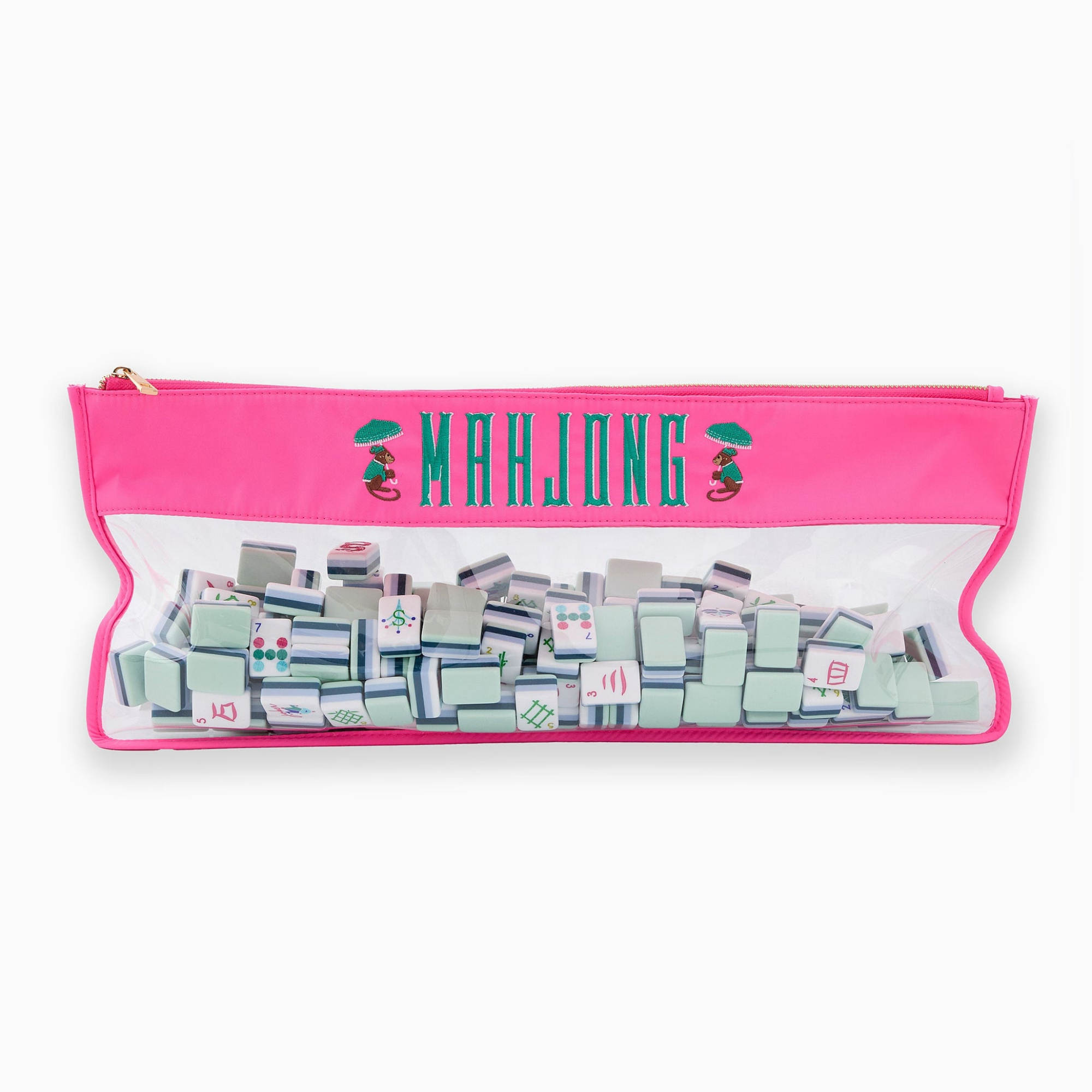 Mahjong Bag in Pink Monkey