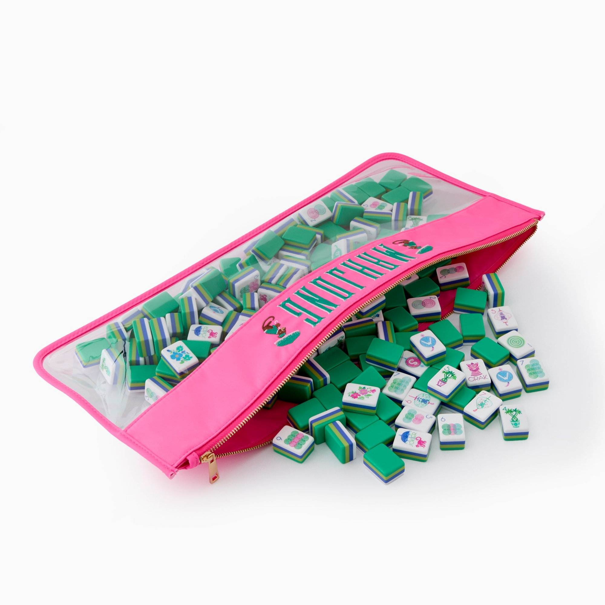 Mahjong Bag in Pink Monkey