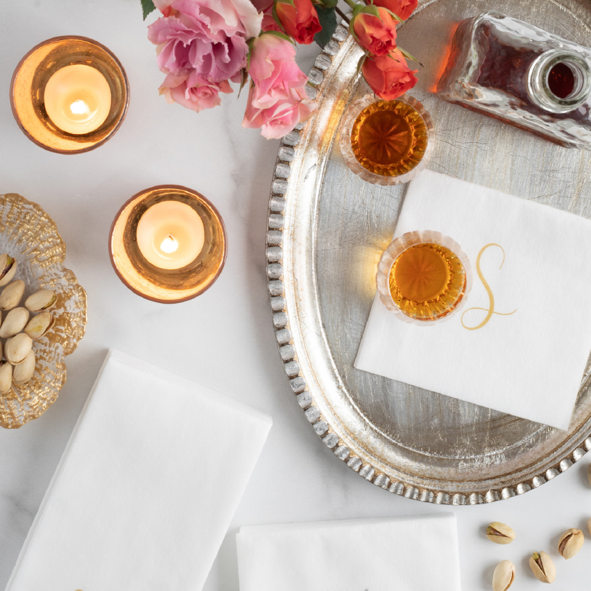 Papersoft Napkins Monogram Cocktail Napkins - Pack of 60