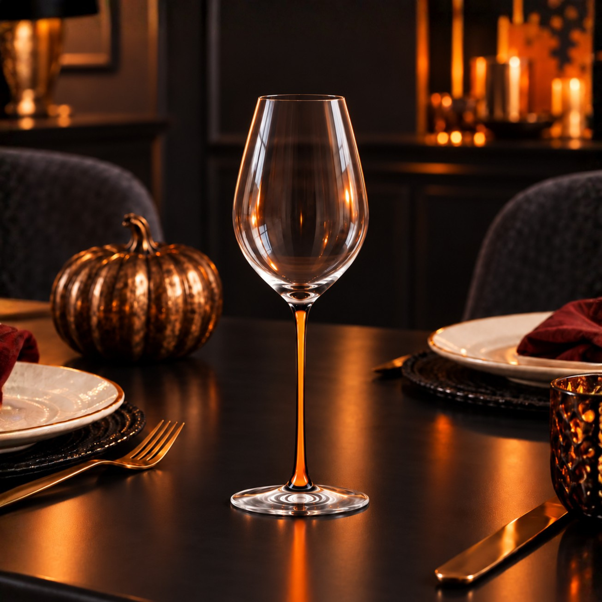Fatto A Mano Champagne Wine Glass in Orange