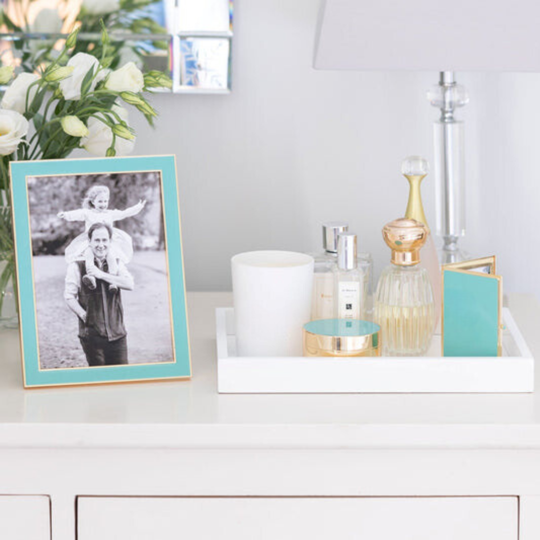 Turquoise Blue Enamel & Gold Frame, 5" x 7"