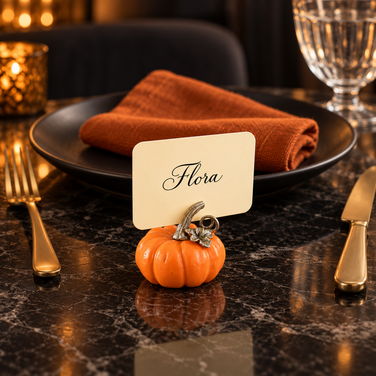 Pumpkin Place Card Holder - Set of 4