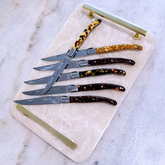 Jean Dubost Steak Knives in Tortoiseshell - Set of 6