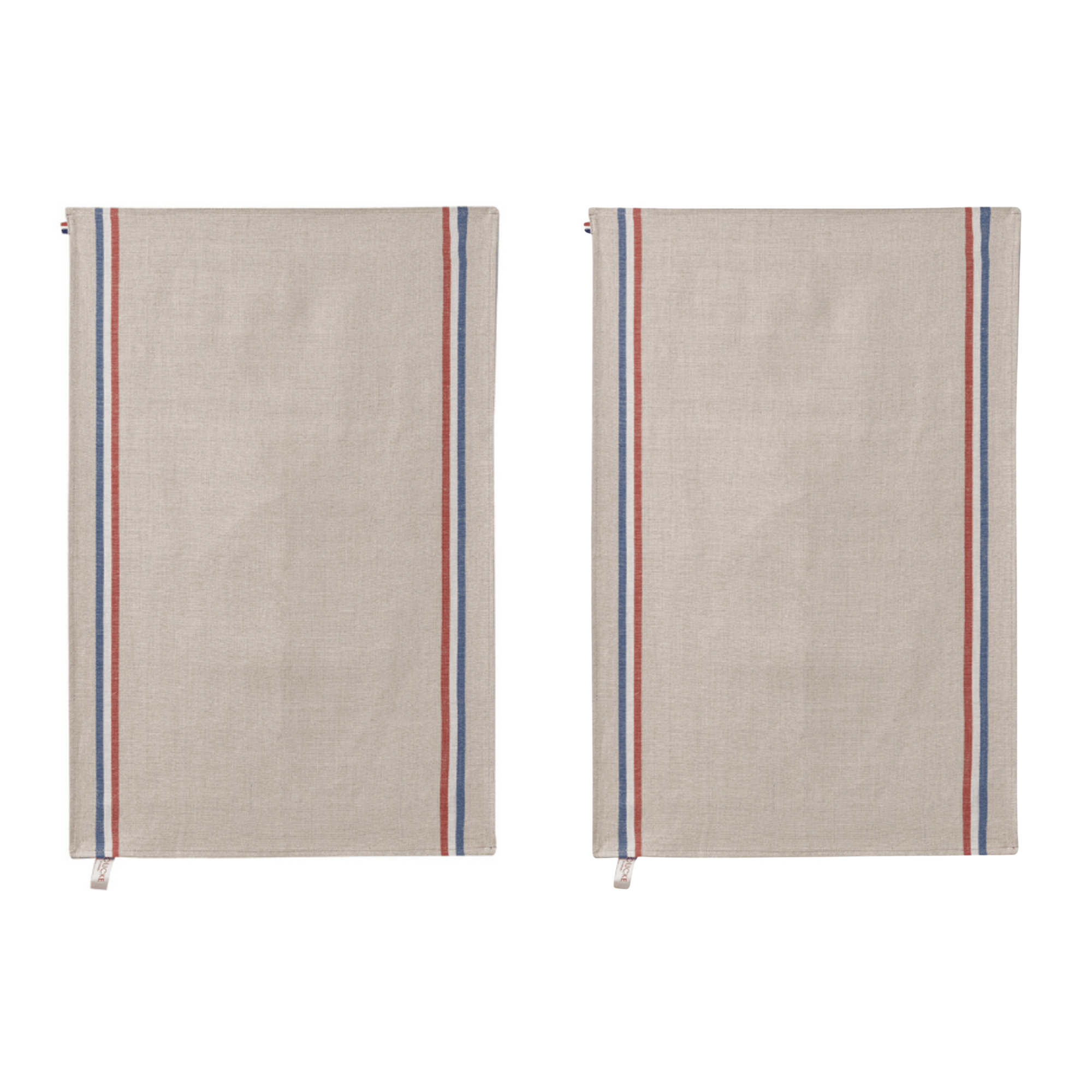 Coucke French Flag Tea Towel in Natural - Set of 2
