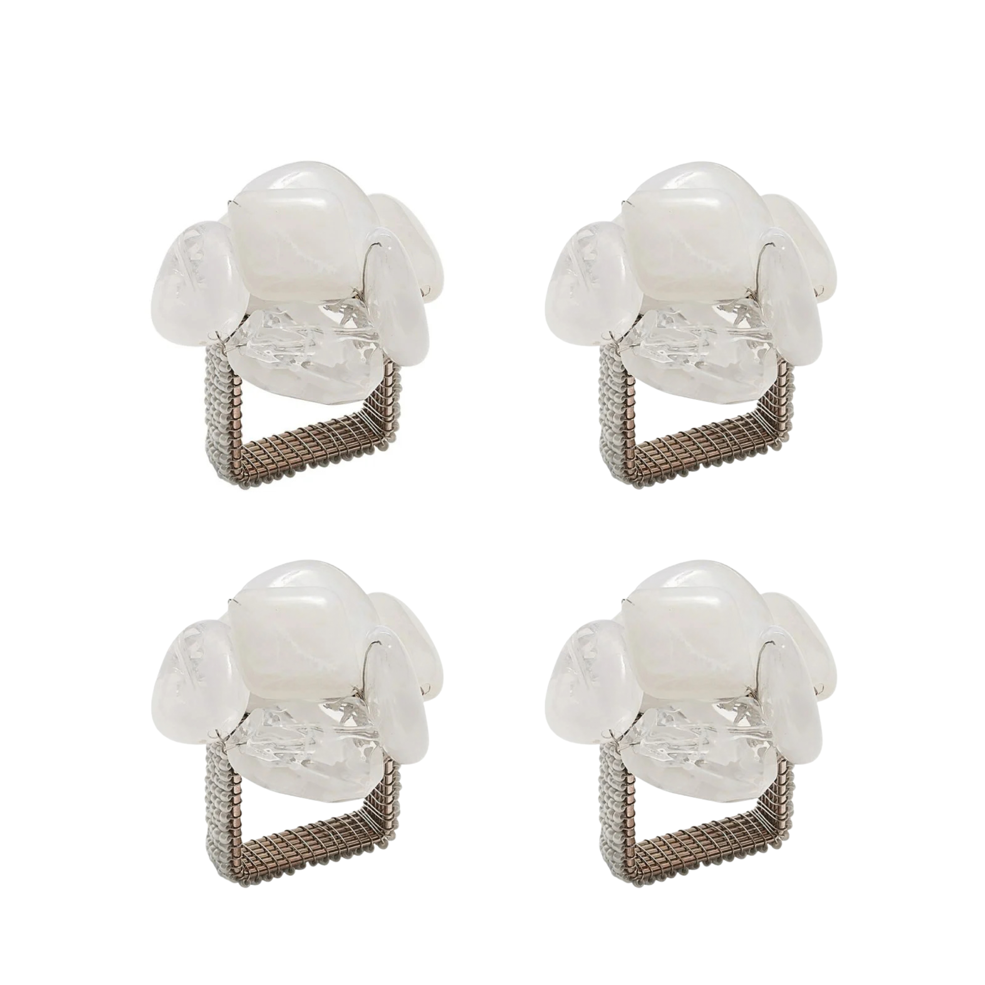 Sea Stone Napkin Ring in White - Set of 4